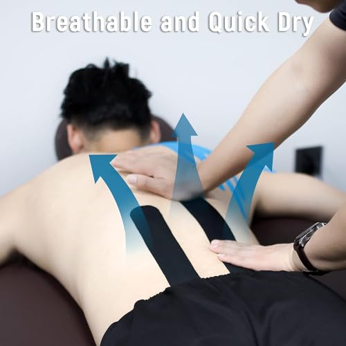 MuscleFix Kinesiology Tape for Pain Relief & Muscle Support – Waterproof, Breathable Physio Tape Strips for Sports, Gym, Yoga, Athletic Training & Injury Recovery | Latex-Free Tape (Black) - Image 3
