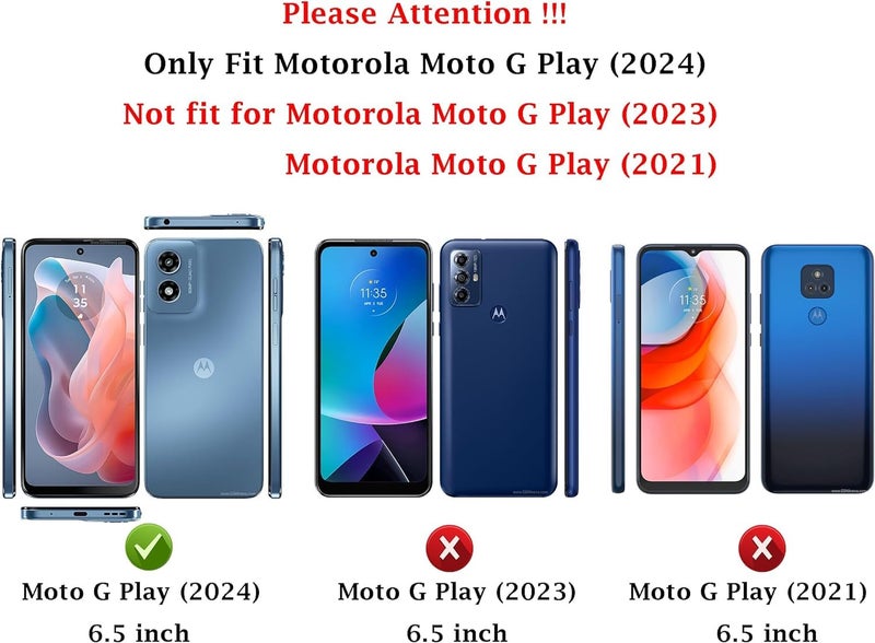 Weycolor for Moto G Play 2024 Case with Camera Lens Cover HD Screen Protector, 10 FT Military Grade Drop Protection, Magnetic Ring Holder Kickstand Protective Phone Case, Navy Blue - Image 2
