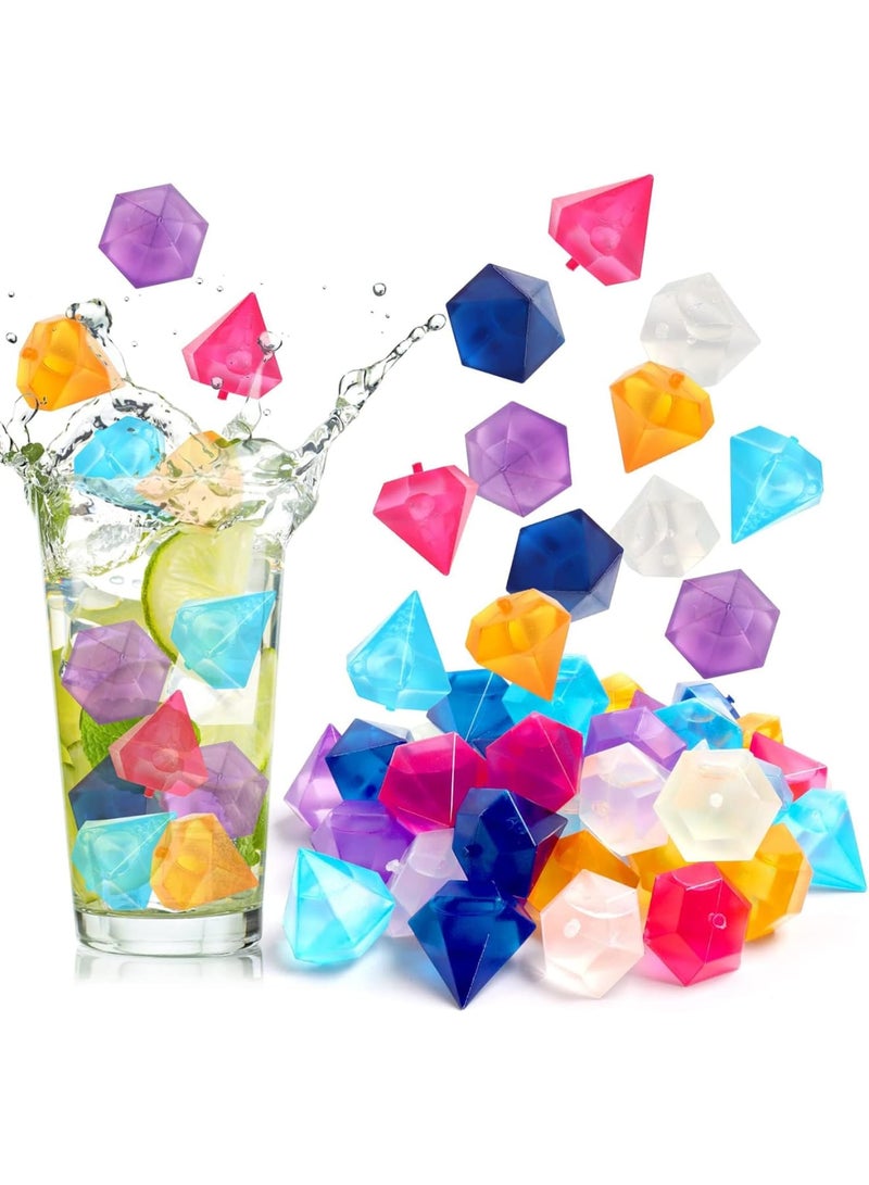 SOLARAE 48 Pack Reusable Ice Cubes, Diamond Shape Reusable Frozen Ice Cubes, Plastic Squares for Drinks like Whiskey, or Beer, to keep your Drink Cold Longer (multiple colour) - Image 1