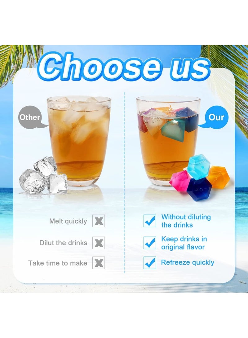 SOLARAE 48 Pack Reusable Ice Cubes, Diamond Shape Reusable Frozen Ice Cubes, Plastic Squares for Drinks like Whiskey, or Beer, to keep your Drink Cold Longer (multiple colour) - Image 4