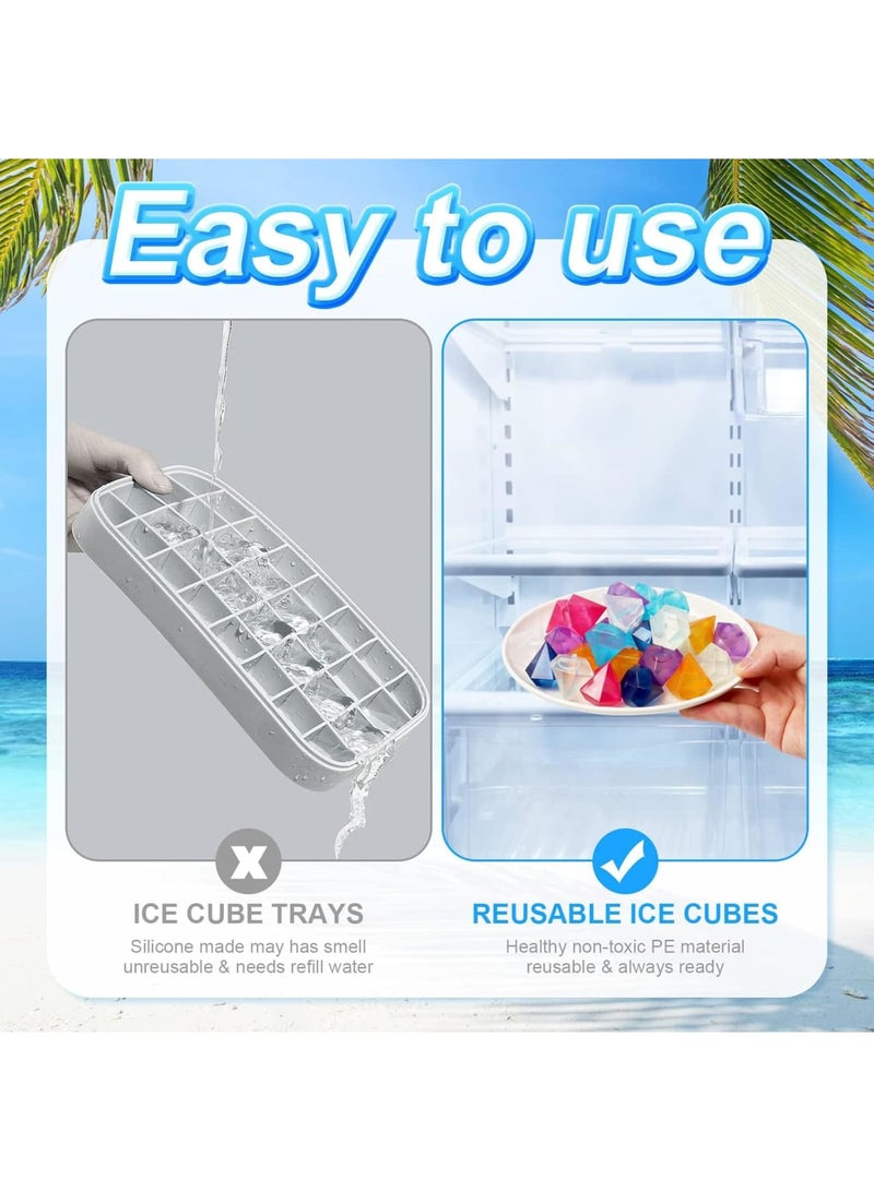 SOLARAE 48 Pack Reusable Ice Cubes, Diamond Shape Reusable Frozen Ice Cubes, Plastic Squares for Drinks like Whiskey, or Beer, to keep your Drink Cold Longer (multiple colour) - Image 5