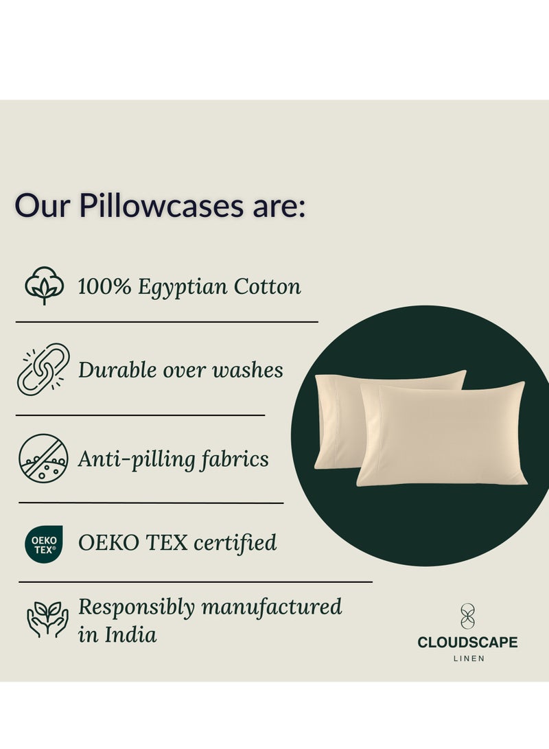 كلاود سكيب لينين Cloud Scape Linen 600 Thread Count Egyption Cotton 2 Pillowcases Set (Standard, Taupe) - Image 3