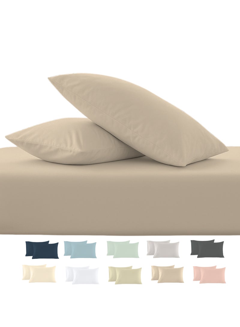 كلاود سكيب لينين Cloud Scape Linen 600 Thread Count Egyption Cotton 2 Pillowcases Set (Standard, Taupe) - Image 1