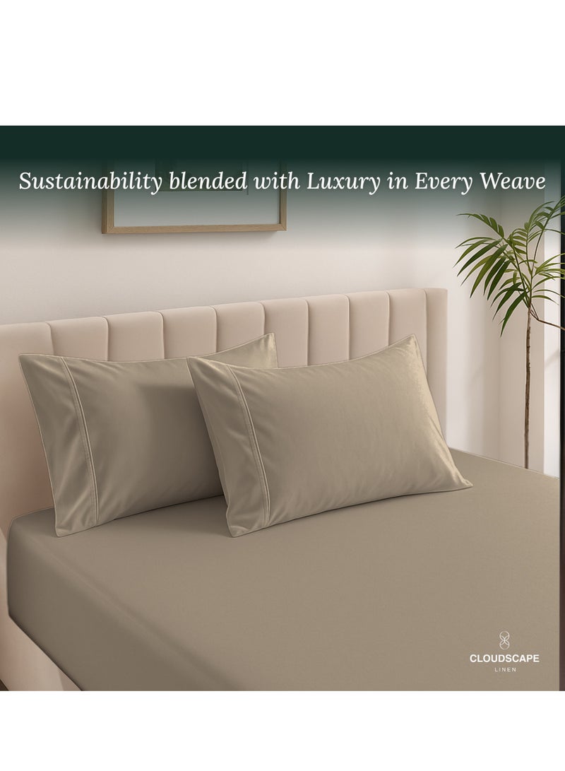 كلاود سكيب لينين Cloud Scape Linen 600 Thread Count Egyption Cotton 2 Pillowcases Set (Standard, Taupe) - Image 4