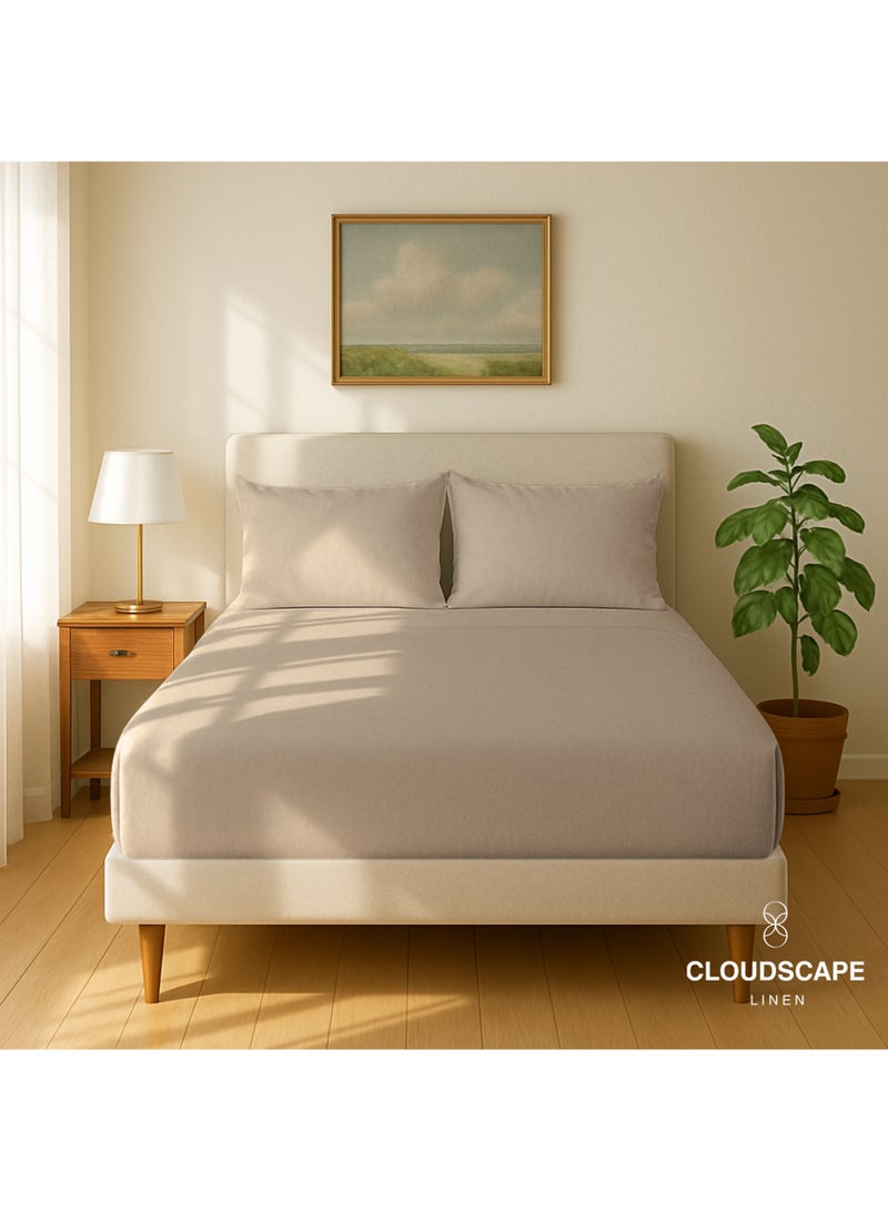 كلاود سكيب لينين Cloud Scape Linen 600 Thread Count Egyption Cotton 2 Pillowcases Set (Standard, Taupe) - Image 2