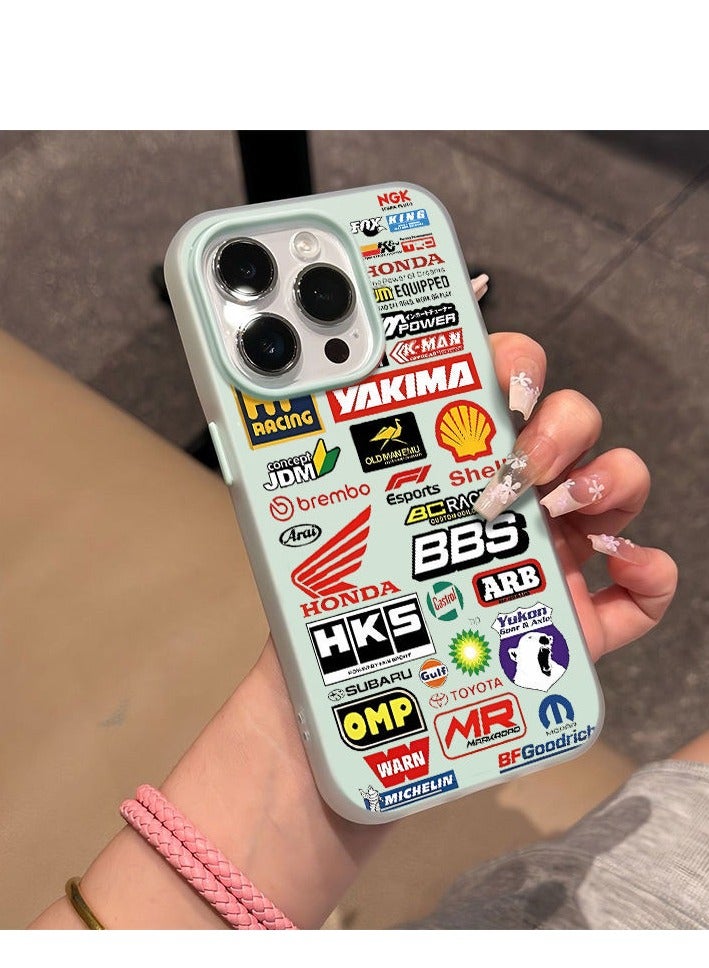 NIBEMINENT Full Screen Car Logos Protective TPU Case Cover For iPhone 15 Pro Max, Blue