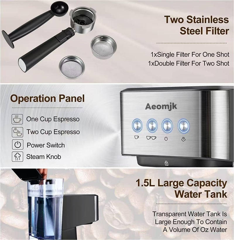 Wtrtr Coffee Maker，Espresso Machine Coffee, Espresso Maker《MiNDA》 CM-2302 - Image 5