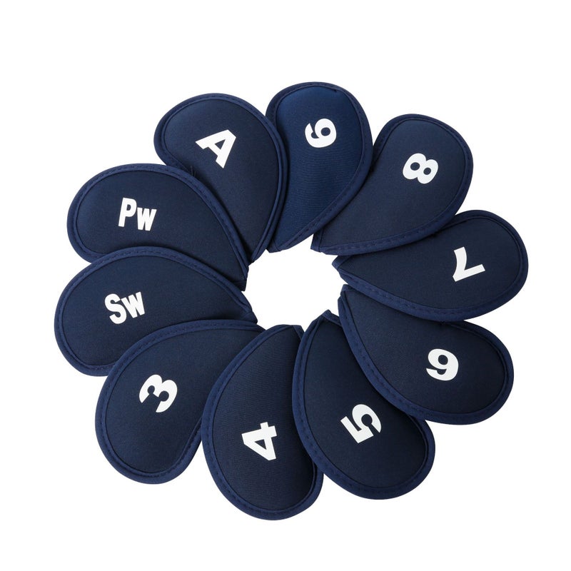 Generic Premium Golf Club Head Covers Set of 10 dark blue foaming