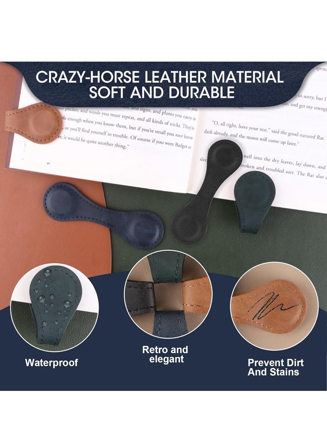 4 Pieces Vintage Magnetic Leather Bookmark Set for Reading, Elegant Retro Book Page Holders, Durable Leather Bookmarks - Image 3