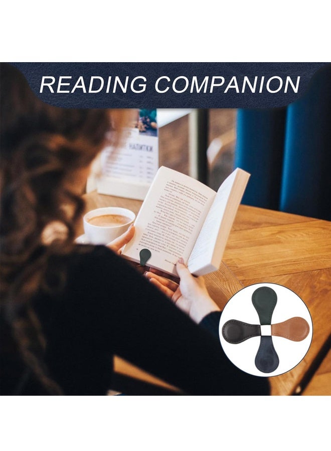 4 Pieces Vintage Magnetic Leather Bookmark Set for Reading, Elegant Retro Book Page Holders, Durable Leather Bookmarks - Image 4