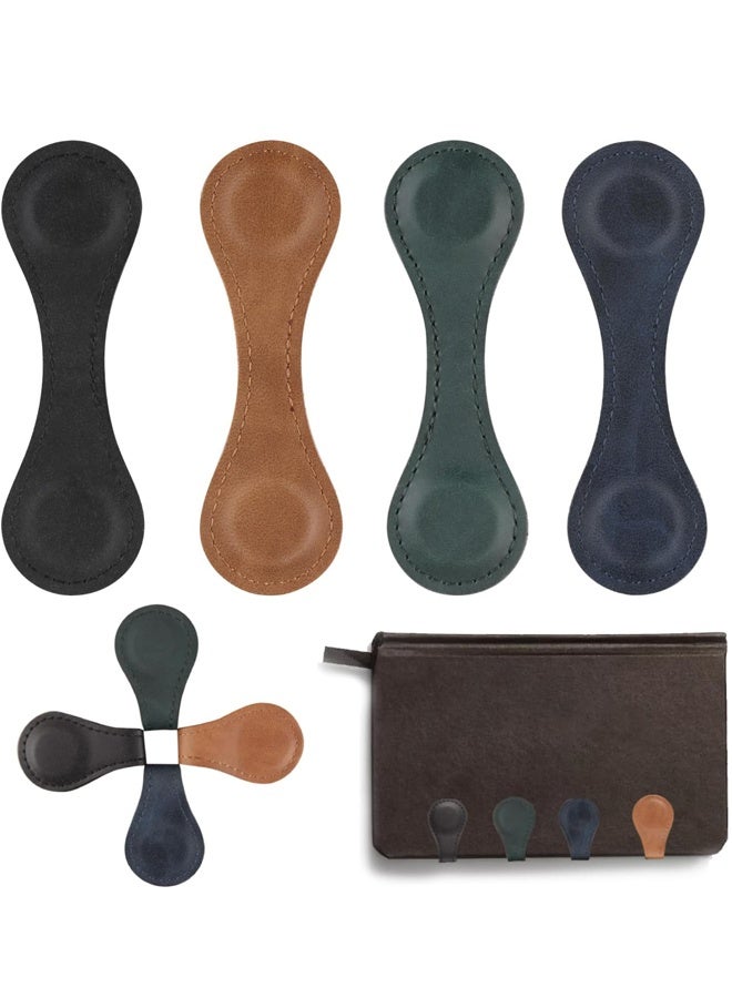 4 Pieces Vintage Magnetic Leather Bookmark Set for Reading, Elegant Retro Book Page Holders, Durable Leather Bookmarks - Image 1