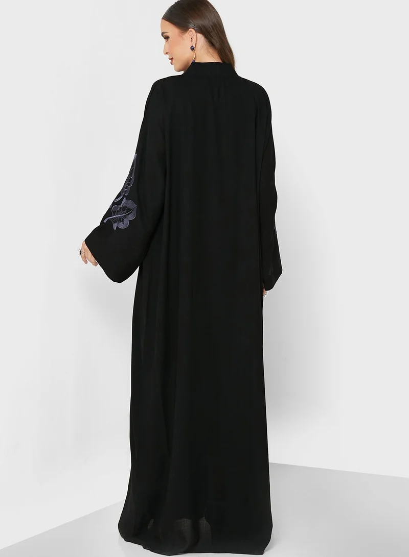 NUKHBAA Colorblock Lace Detail Abaya