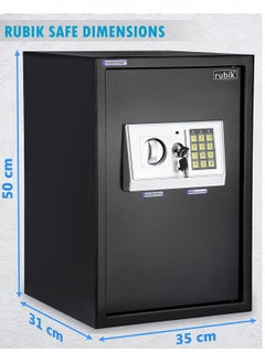 Rubik Safe Box Large for Home Office with Digital Combination Lock and Emergency keys, Fire Resistant for Money Jewllery Passports Documents (Size 50x35x30cm) Black  - Image 3