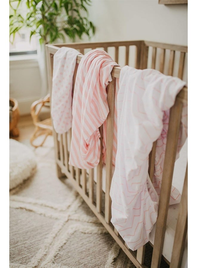 NODNAL Co. NODNAL CO. Pink Pack n Play Playard Portable Mini Crib Fitted Sheets Set 3 Pack 100% Jersey Knit Cotton Pack and Play for Baby Girl Playpen  - Image 2