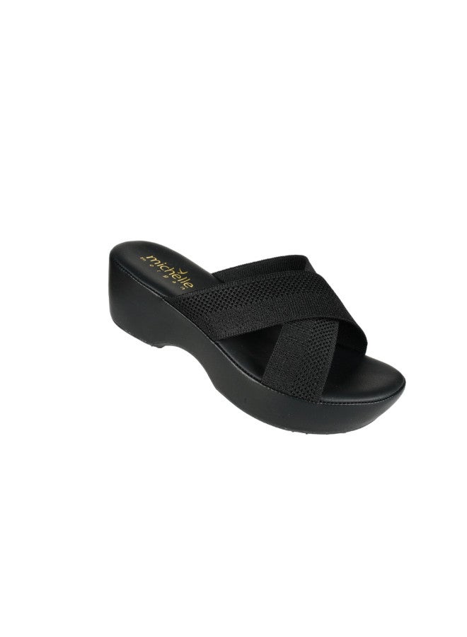Michelle Morgan 092-2742 Michelle Morgan Ladies Wedge Heel Sandals 214RJL16 Black - Image 1