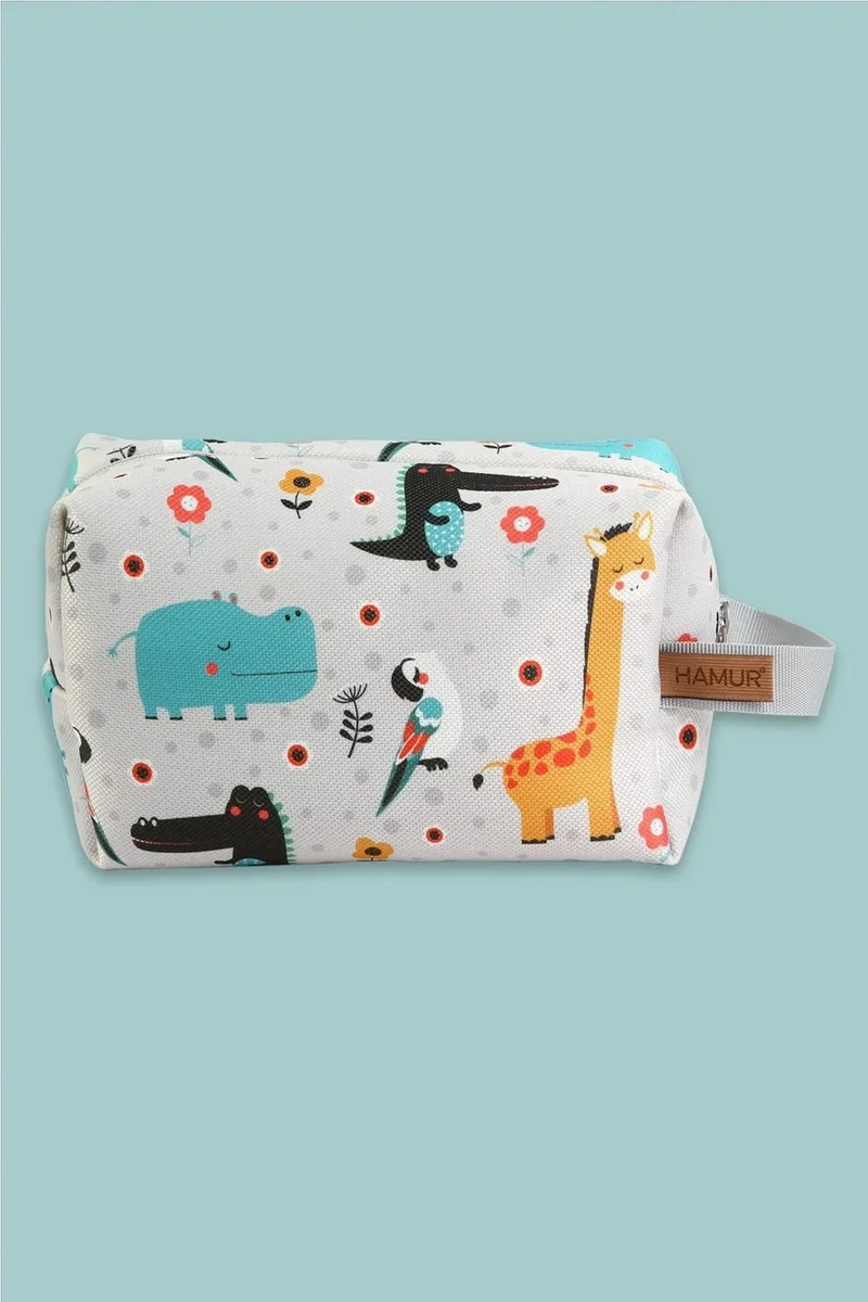 Hamur Zippered Dirty Clean and Wet Dry Baby Laundry Clothes Multi-Purpose Makeup Bag Animal