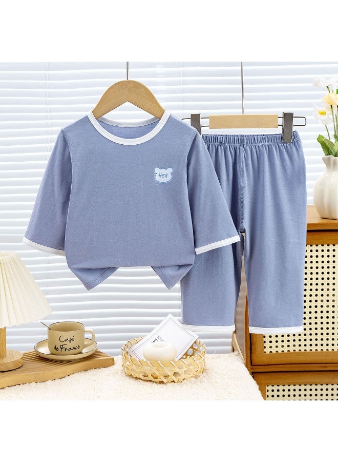 Moisture-Wicking Kids Pajama Set Boy Girl Long Sleeve Home Wear Summer Lightweight Air Conditioning Sleepwear for Child - Image 1