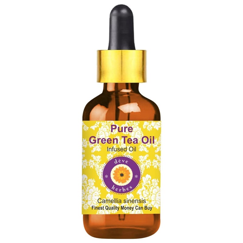 Deve Herbes Deve Herbes Green Tea Oil Camellia sinensis with Glass Dropper Infused Pure NonSticky Lightweight Hair Skin Care Routines Men Women Traditional Use Natural 100ml  - Image 1