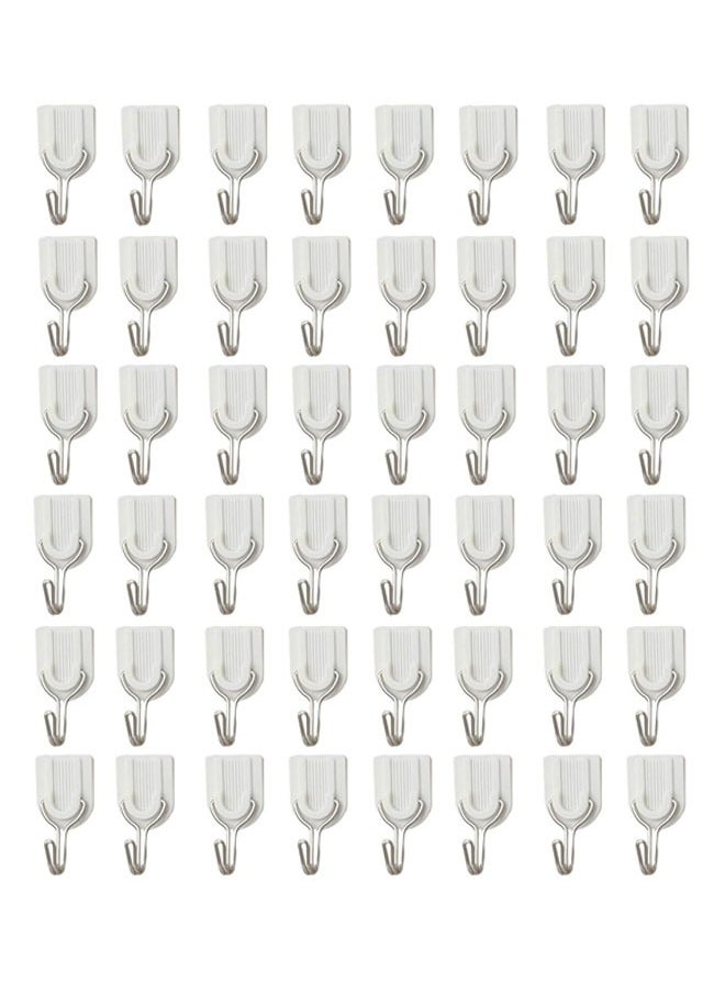 ZCM-HAPPY 48-Piece Wall Sticky Hooks White 2.50 x 4.70 x 2.00 centimetre  - Image 1