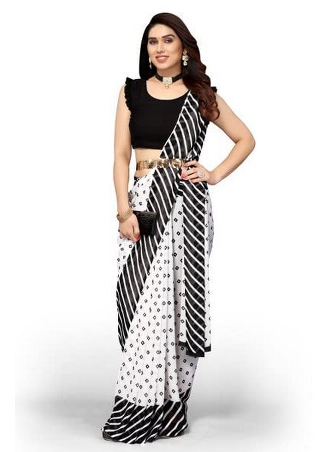 YASHIKA Yashika Womens Georgette Printed Saree With Blouse Piece(ZHILMIL BLACK_N_Free Size)  - Image 2