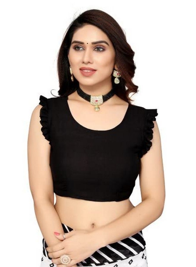 YASHIKA Yashika Womens Georgette Printed Saree With Blouse Piece(ZHILMIL BLACK_N_Free Size)  - Image 5