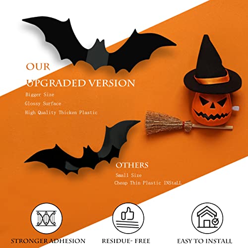 TDHDIKE Halloween Decorations Bats Wall Decor Halloween Party Decorations Indoor Outdoor Decor Supplies, 64 Pcs Reusable PVC 3D Black Bats Stickers for Creepy Home Bathroom Decor - Image 4