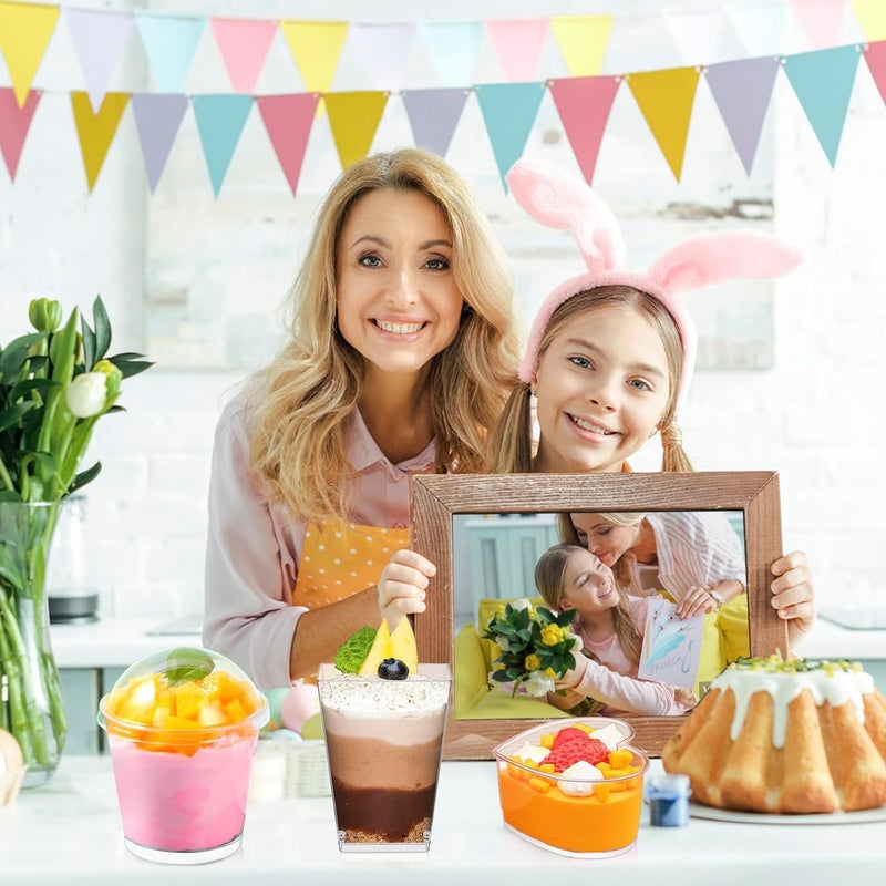 ALEXPRE 360 Pack 5oz 6oz Dessert Cups with Lids and Spoons 3 Styles Clear Plastic Appetizer Cups Disposable Party Mini Parfait Cups for Serving Fruit Trifle Mousse Ice Cream and Pudding Dessert Cups - Image 2