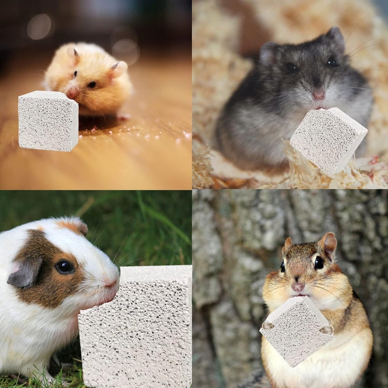 kathson Hamster Lava Blocks,Rabbit Grinding Teeth Toys,Natural Mineral Calcium Stone Chews Toy,Suitable for Chinchillas Small Rodents (15 PCS) - Image 2