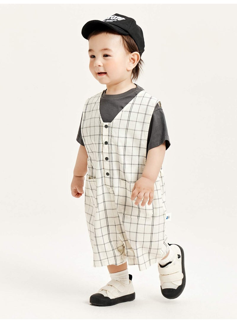 ميني بالا مجموعة روبيان كومبريس بدلة بأكمام قصيرة وقلادة صلبة عالية الجودة للبنين، منخفضة الصوت ومريحة، تفاصيل بندق رائعة، متعددة الاستخدامات، مثالية للارتداء اليومي والوقت للعب والخروجات غير الرسمية لأطفال الحذاء - Image 3