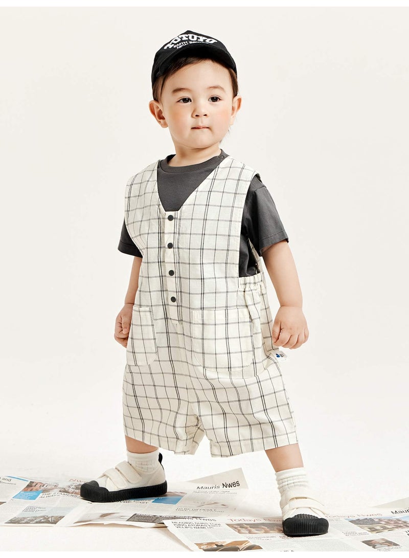 ميني بالا مجموعة روبيان كومبريس بدلة بأكمام قصيرة وقلادة صلبة عالية الجودة للبنين، منخفضة الصوت ومريحة، تفاصيل بندق رائعة، متعددة الاستخدامات، مثالية للارتداء اليومي والوقت للعب والخروجات غير الرسمية لأطفال الحذاء - Image 1