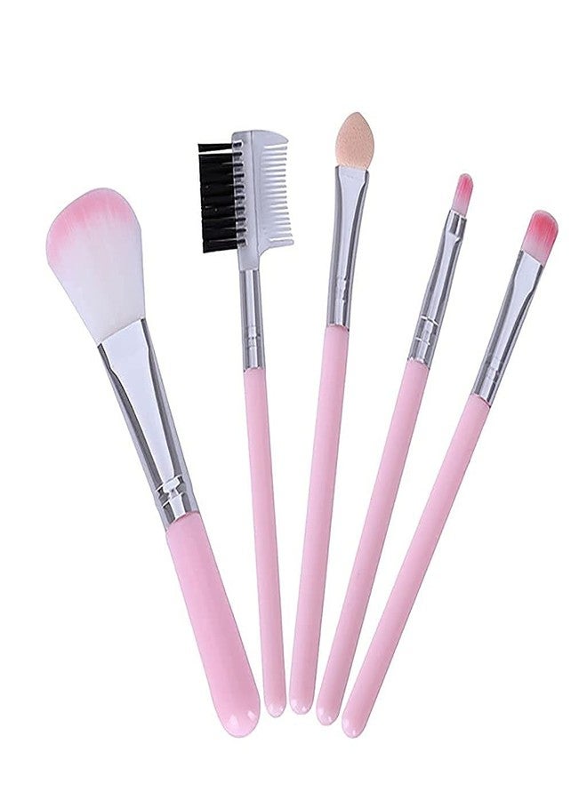 EPISKEY® 5 Pcs/Pack Pink Mini Eyeshadow Foundation Eyebrow Lip Makeup Brush Fine Beauty / 5 Pcs Essentials Face Brush Set/Foundation, Eyeshadow Makeup Brush Set Smooth And Strong - Image 1