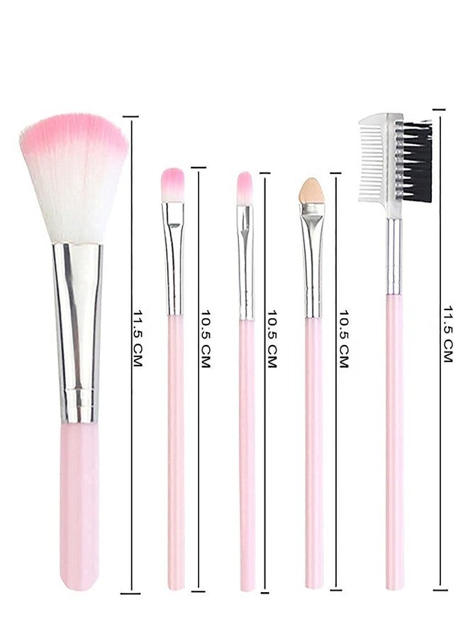 EPISKEY® 5 Pcs/Pack Pink Mini Eyeshadow Foundation Eyebrow Lip Makeup Brush Fine Beauty / 5 Pcs Essentials Face Brush Set/Foundation, Eyeshadow Makeup Brush Set Smooth And Strong - Image 4