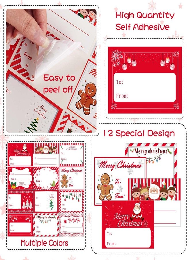 KEYBOO 180 PCS Christmas Name Tags for Gifts, Christmas Gift Tags Stickers Labels for Presents, Christmas Name Tags Stickers for Red Christmas Wrapping Paper, Xmas Gift Tags for Holiday Gift - Image 3