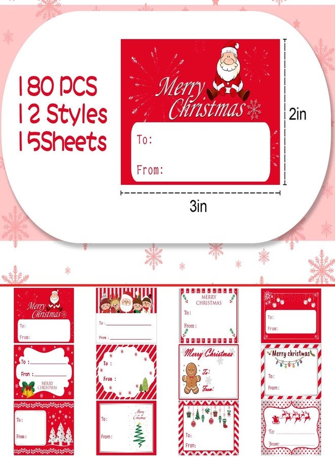 KEYBOO 180 PCS Christmas Name Tags for Gifts, Christmas Gift Tags Stickers Labels for Presents, Christmas Name Tags Stickers for Red Christmas Wrapping Paper, Xmas Gift Tags for Holiday Gift - Image 2