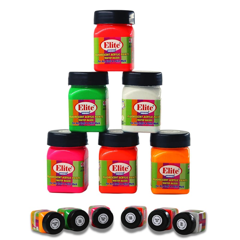 1001 Elite Artists Acrylic Colors Set | MultiSurface | Art Craft & Paint Work | Multicolours (6, 50 Milliliters) - Image 1