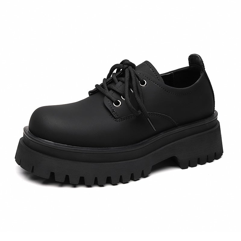 Leather Shoes Women'S Business Casual Leather Shoes 2023 Versatile Platform Heel Couple Shoes 5652-R - Image 1