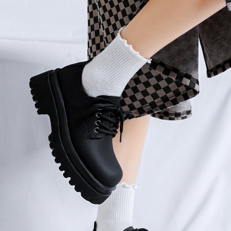 Leather Shoes Women'S Business Casual Leather Shoes 2023 Versatile Platform Heel Couple Shoes 5652-R - Image 5