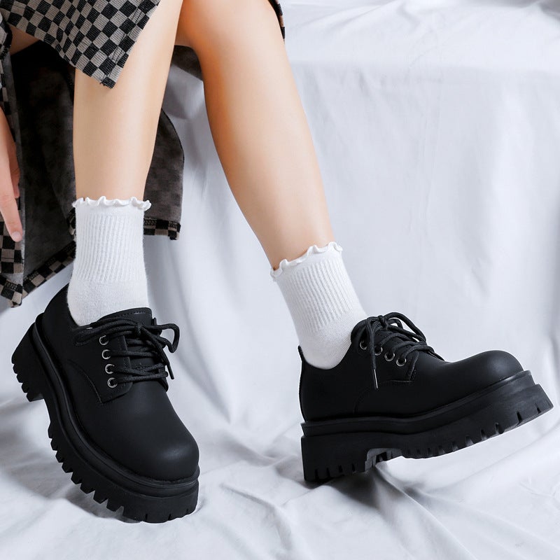 Leather Shoes Women'S Business Casual Leather Shoes 2023 Versatile Platform Heel Couple Shoes 5652-R - Image 2