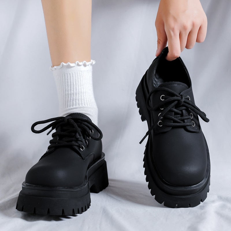 Leather Shoes Women'S Business Casual Leather Shoes 2023 Versatile Platform Heel Couple Shoes 5652-R - Image 3
