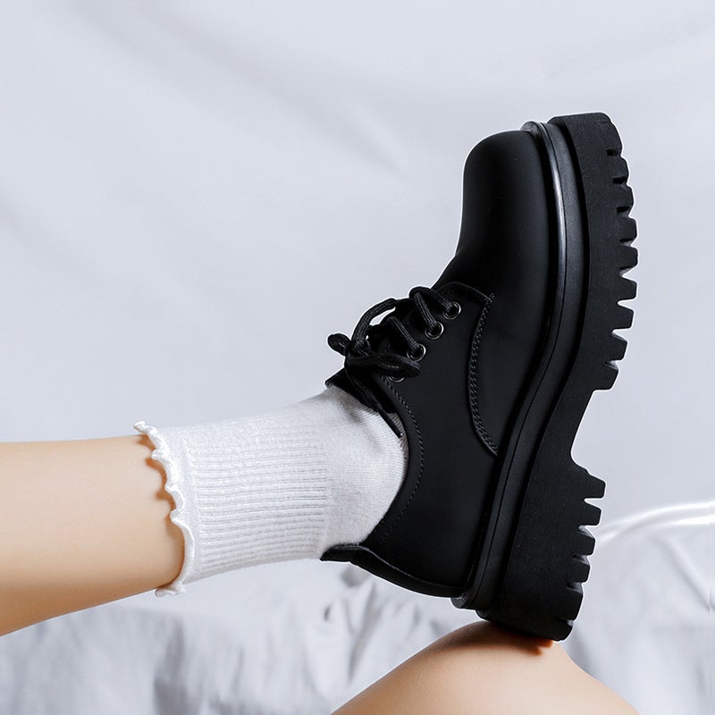 Leather Shoes Women'S Business Casual Leather Shoes 2023 Versatile Platform Heel Couple Shoes 5652-R - Image 4