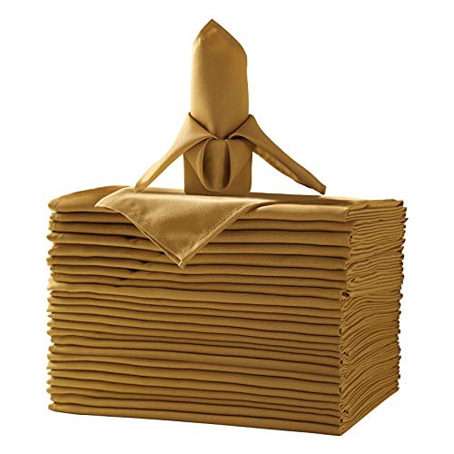25pcs Polyester Cloth Napkins 17 x 17 inch Gold Washable Dinner Napkins with Hemmed Edges for RestaurantWeddingHotel25Gold