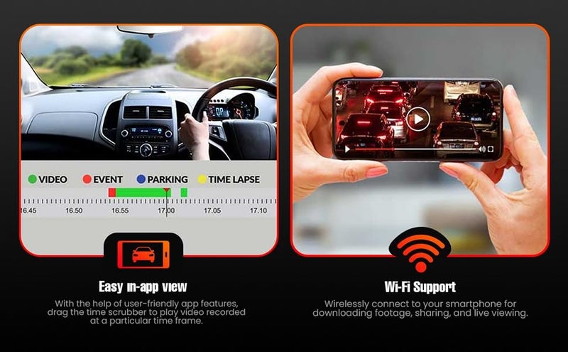 JXL U700 Car Dash Cam | Full HD 1440p, 170° Wide Angle, 360° Rotation | WiFi, App Control | NTK96675 Chipset, G-Sensor | Card Support Up to 128GB | Loop Recording, Night Vision | Car Dash Camera Front - Image 3
