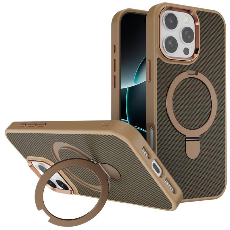 غطاء MagSafe بTPU + PC لـ iPhone 14 / 14 Plus / 14 Pro / 14 Pro Max باللون Copper مغناطيسي بوظيفة حامل من مادة TPU مع مغناطيس قوي وحامل قائم مع ملمس غير لامع مع ملمس ناعم سهل الحمل - Image 2
