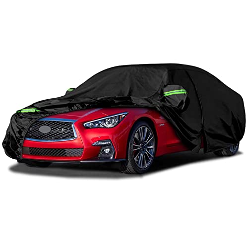 SPORTULI Waterproof Car Covers Replace for 2014-2025 Infiniti Q50 /Q60, 6 Layers All Weather Custom-fit Car Cover with Zipper Door & Windproof Bands for Snow Rain Dust Hail Protection (Q50) - Image 1