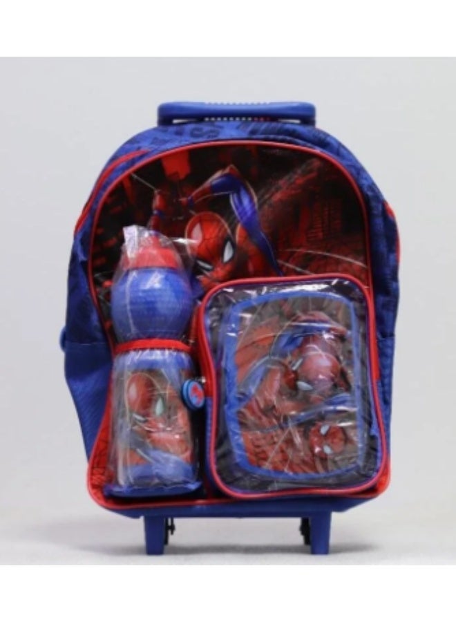 SPIDERMAN Marvel Spider-Man Junior 3-in-1 Trolley Bag Set, 14-Inch School Bag with Matching Accessories for Kids - Image 1