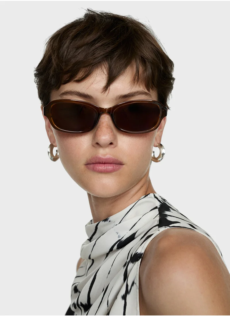 MANGO Printed Draped Detail Top