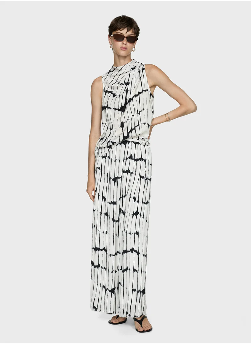 MANGO Printed Draped Detail Top
