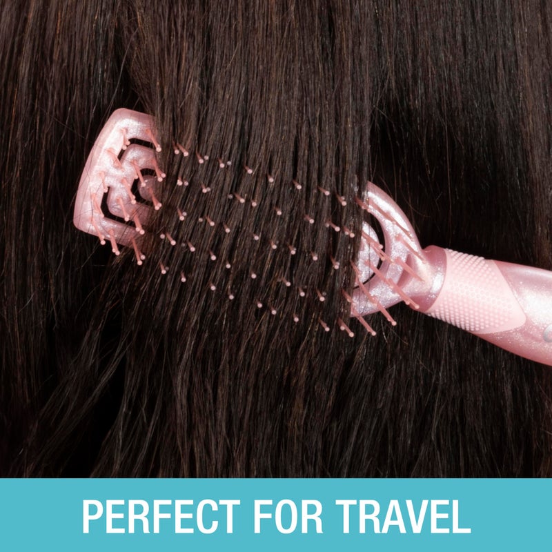 Conair Scalp Care Detangling hairbrush 2pk - Travel Hair Brush Set - Scalp Massager - hairbrushes for women & men - detangler for all lengths - use wet or dry - Blush Pink - Image 2