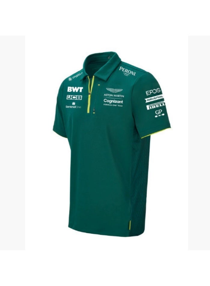 F1 Cognizant Formula One Team Dark Green Polo Shirt with Multiple Sponsor Logos--S - Image 1