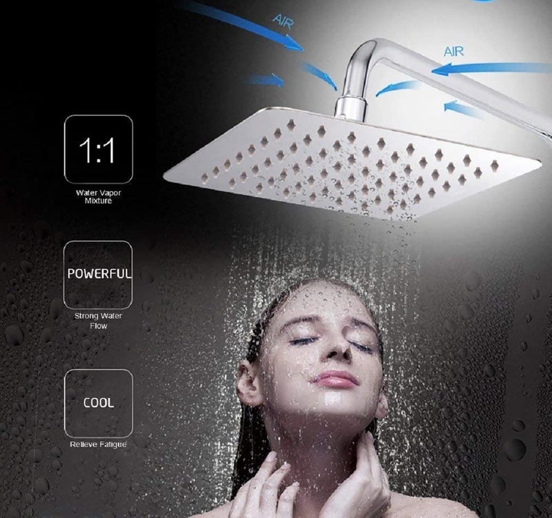 KYOTO (SLEEK) Wall Mounted CP Over Head Shower Stainless Steel 24"X24" inch Without Arm High Pressure Water Saving Filtered Adjustable Rainfal & Rain Spray Overhead Shower for Bathroom Accessories - Image 2